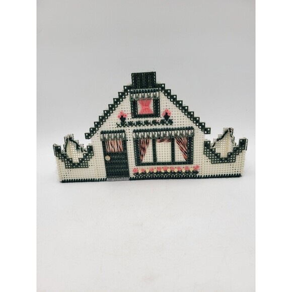 Plastic Canvas House Napkin & Salt & Pepper Holder Or Condiment Caddy Handmade - Picture 2 of 10